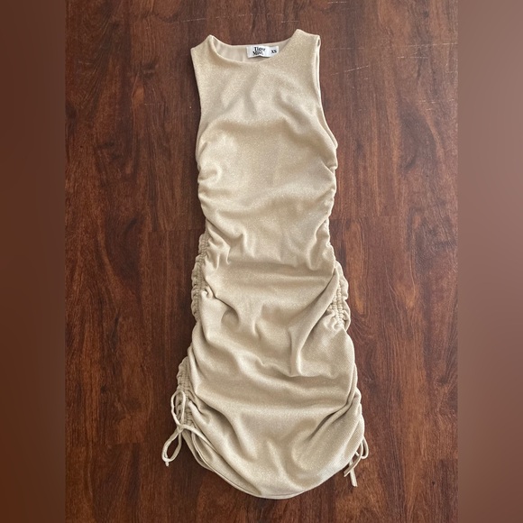 Tiger Mist Gold Ruched Dress - Picture 1 of 2